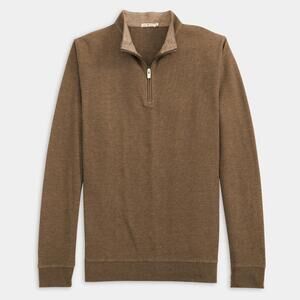 NEW GENTEAL men's cotton modal quarter-zip sweatshirt in cigar